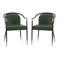 thumbnail image 3 of Christopher Knight Home Upholstered Dining Armchairs, Black Legs with Gold Tips, Green, Set of 2, 3 of 10