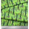 thumbnail image 3 of Soimoi Green Cotton Voile Fabric Dry Tree & Lantern Halloween Print Fabric by the Yard 42 Inch Wide, 3 of 3
