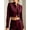 Burgundy, variant on Women Stand Collar Cropped Blazer, Long Sleeve Gold Button Decor Short Jacket, Elegant Office Formal Outerwear