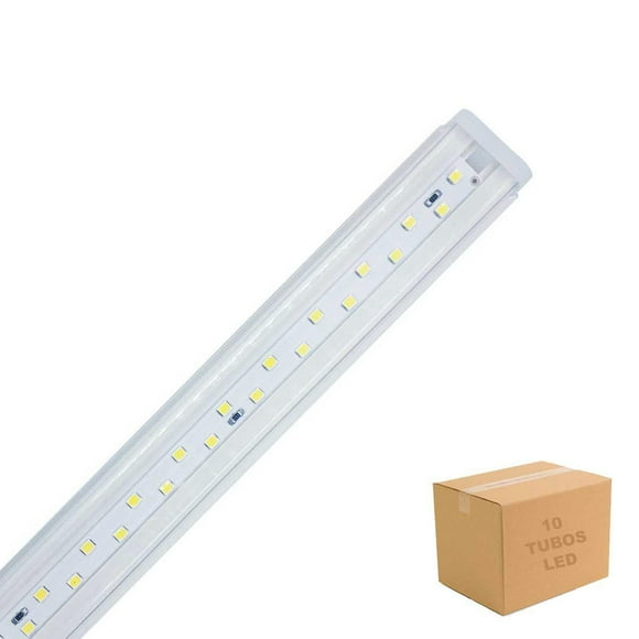 10 Regleta Tubo Doble Led Con Base 20w Luz Blanca T8 1.15m blanco 120cm