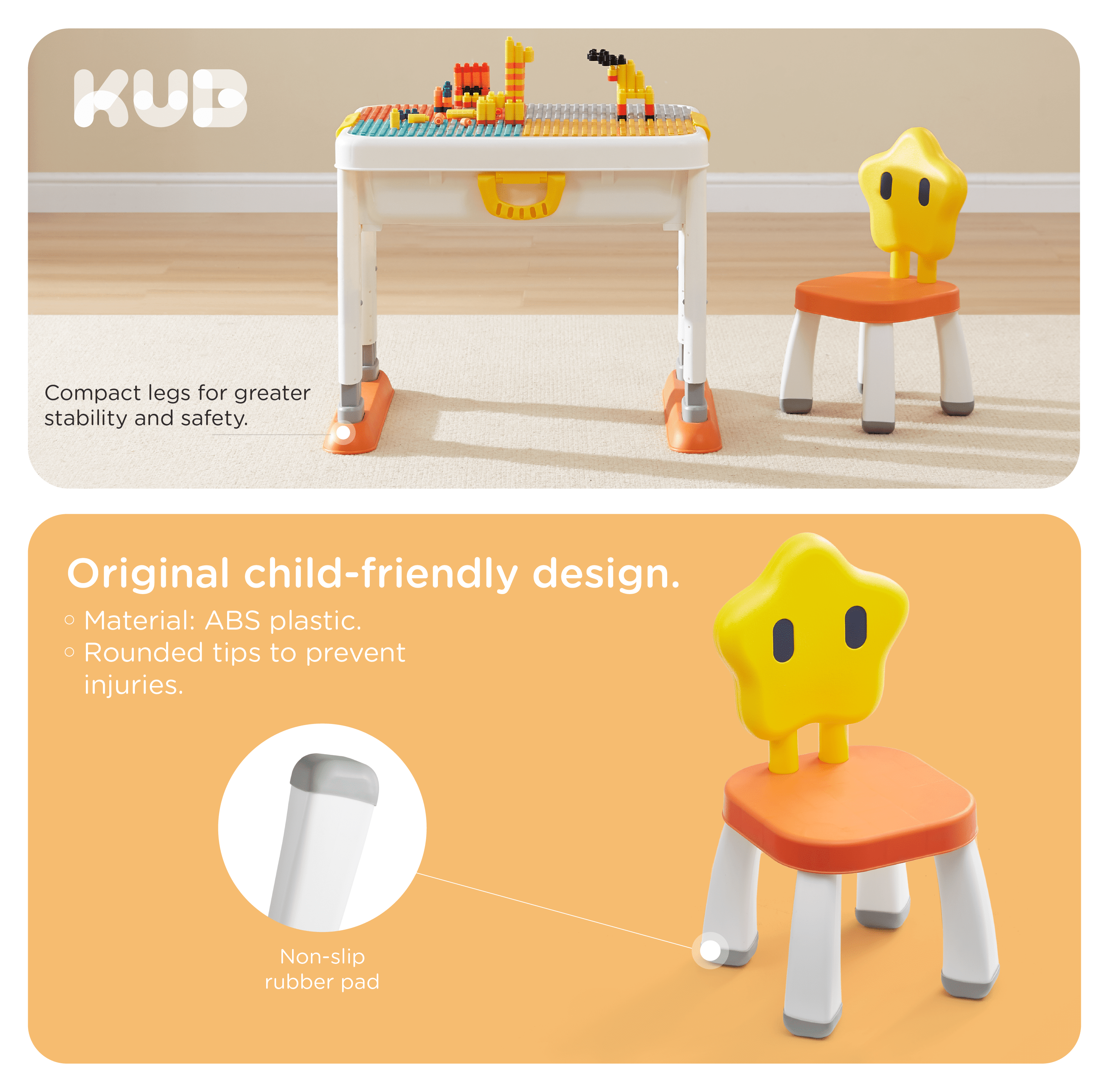 KUB Kids Activity Table and Chair Set, Toddler Learning Play Table Toys