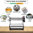 thumbnail image 3 of Double-Layer Kitchen Dish Storage Rack For Dishes Chopsticks Black Storage Rack, 3 of 9