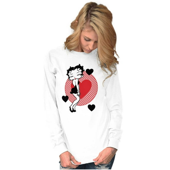 Betty Boop Cute Sassy Kissy Face Women's Long Sleeve T Shirt Brisco Brands S