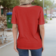 thumbnail image 2 of V Neck Short Sleeve Tops Red XXXL, 2 of 3