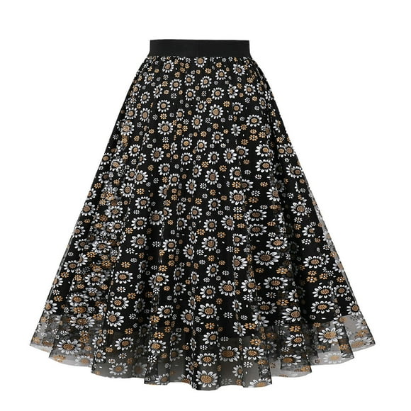 Fankiway Women'S Retro Geometric Pattern High Waisted Zippered Skirt with Flared Midlength Skirt Womens Plus Size Skirts Womens Summer Skirts