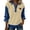 Khaki, variant on Women's Denim Trim Sherpa Top Collared Half Button Long Sleeve Casual Pullover