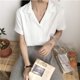 thumbnail image 4 of Camisa de mujer Verano de manga corta con cuello en V Botón suelta Top casual, Blanco, XL Methold AP001363-04B, 4 of 7