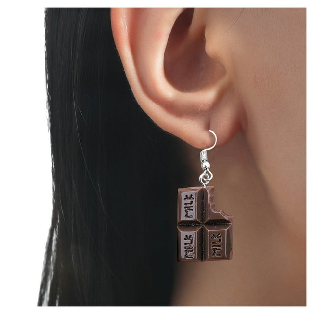 Women Fashion Food Design Earrings Chocolate Shape Alloy Earrings Jewelry Hear Rings Women Earrings Hoops Small Fashion Jewelry Earrings Large Hoops Earrings for Women Earrings Men Earnings Earrings