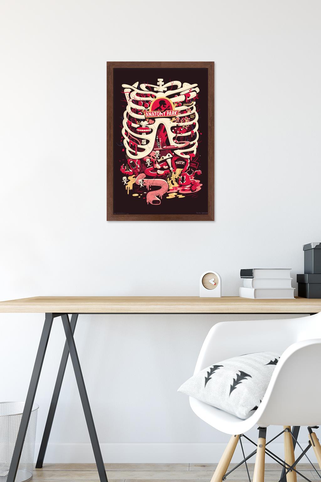 Rick And Morty - Anatomy Park Wall Poster, 14.725" x 22.375", Framed