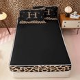 thumbnail image 4 of Meiyoeat Trendy Leopard Letter H Zipper Full Size Comforter Sets with Fitted Sheet and 2 Pillowcases for Women Kids, Chic Polka Dot Zipper Bedding Set for Nursery,4pcs,Black Reversible, 4 of 6