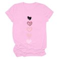 thumbnail image 1 of Virmaxy Hauts Graphiques Cœur d'Amour pour Femmes Saint-Valentin Imprimé Saint-Valentin Col Rond Manches Courtes Haut/chemise Rose-C TG, 1 of 5