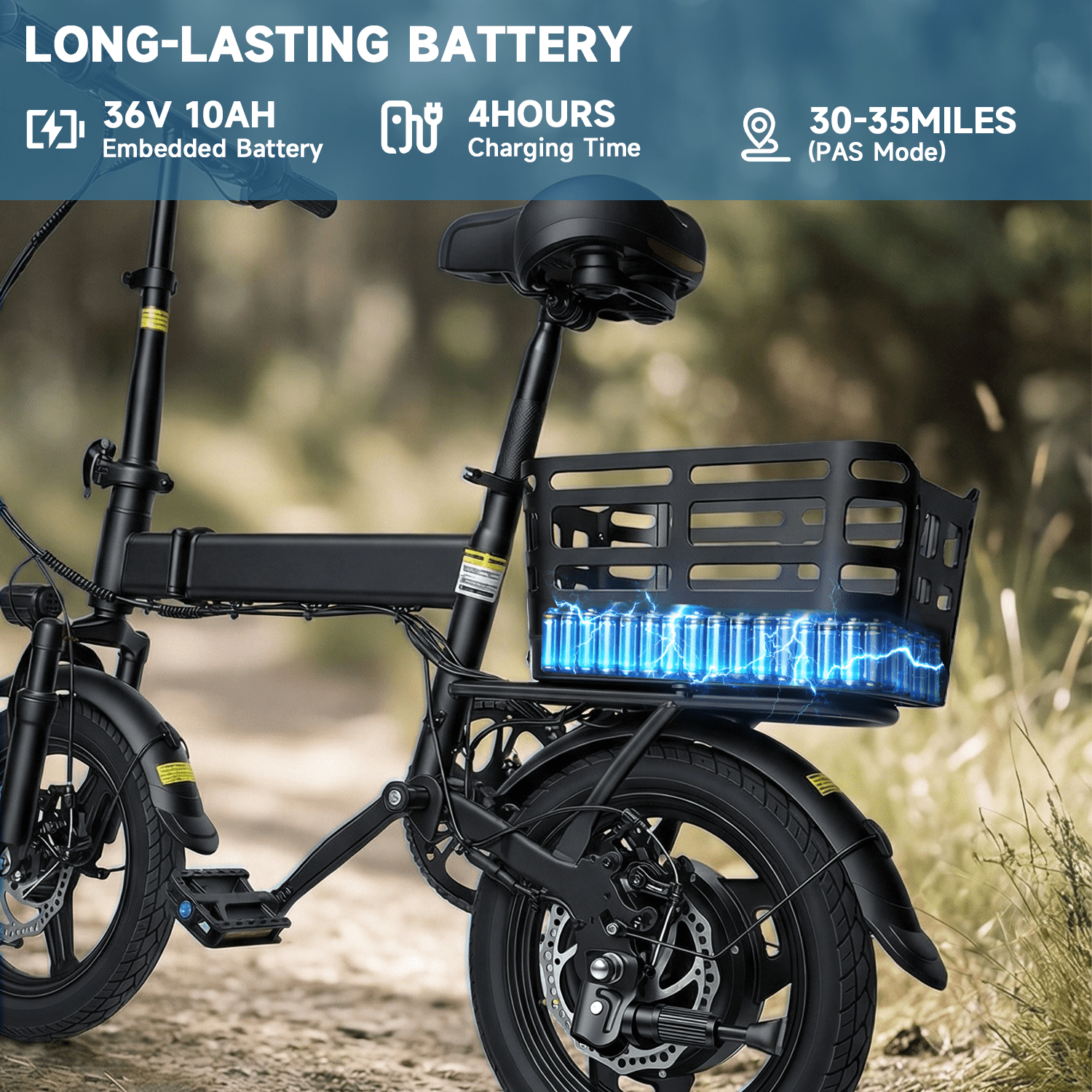 14" Folding Electric Bicycles with 500W Peak Motor,35 Miles 20MPH 432WH Integrated Battery ,Ebike for Adults with Basket,UL2849