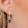 thumbnail image 3 of Gem Stone King 14K Yellow Gold Blue Mystic Topaz and Lab Grown Diamond Earrings for Women | 2.13 Cttw | Gemstone November Birthstone | Round 6MM, 3 of 6