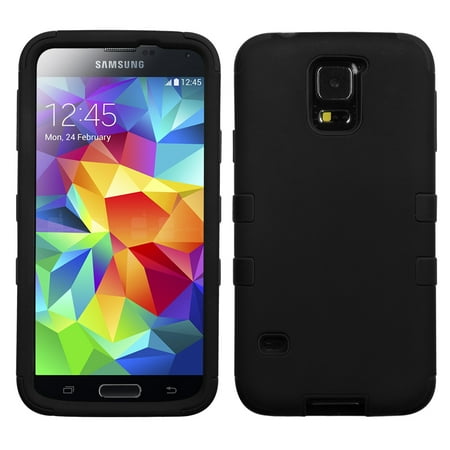 - Samsung Galaxy S5 TUFF Hybrid Phone Protector Cover, Rubberized Black/Black