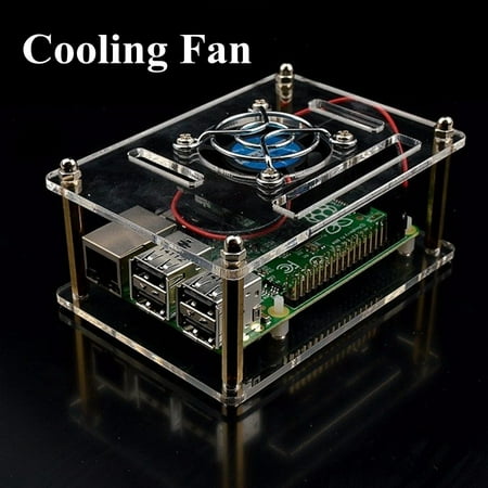 - DIY Transparent Acrylic Case Cooling System External Fan +Screwdriver Set for Raspberry Pi 3/2