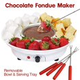 thumbnail image 4 of Chocolate Fondue Maker - 110V Electric Chocolate Melting Fondue Pot Set With 4 Steel Forks, Stainless Steel Bowl, Serving Tray, Upgraded Heating Material For Melting, 4 of 4