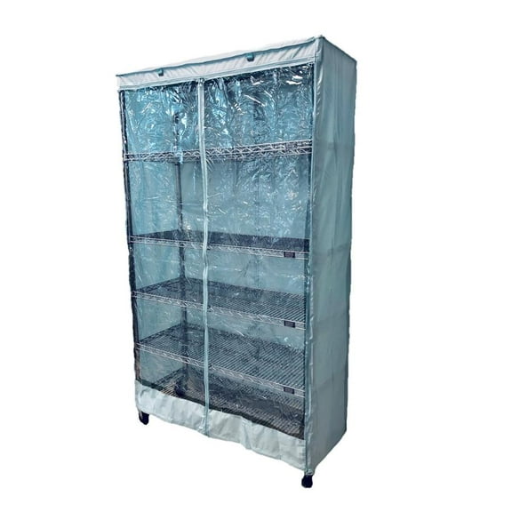 Covered Living Storage Shelving Unit Cover, fits racks 48"W x 18"D x 72"H, One Side See Through Panel, Glacier Blue