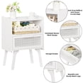 thumbnail image 4 of LELELINKY 2pc Rattan Nightstand with Charging Station, Boho Bedside Table with Drawer and Open Shelf, Solid Wood Legs, White, 4 of 7