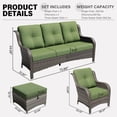 thumbnail image 4 of Meetleisure 7 Piece Wicker Patio Furniture Set, Rattan Chairs with 3-Seater Sofa, Ottomans, High Back, Deep Seating, Wide Armrest, Thick Cushions for Deck Porch, Green, 4 of 9