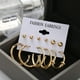 thumbnail image 1 of HomeKingdee 6 Pcs Geometric Round Alloy Earring Set - Gold Color​ Color Fashion Earrings for Wedding Party Gift Occasions, 1 of 6