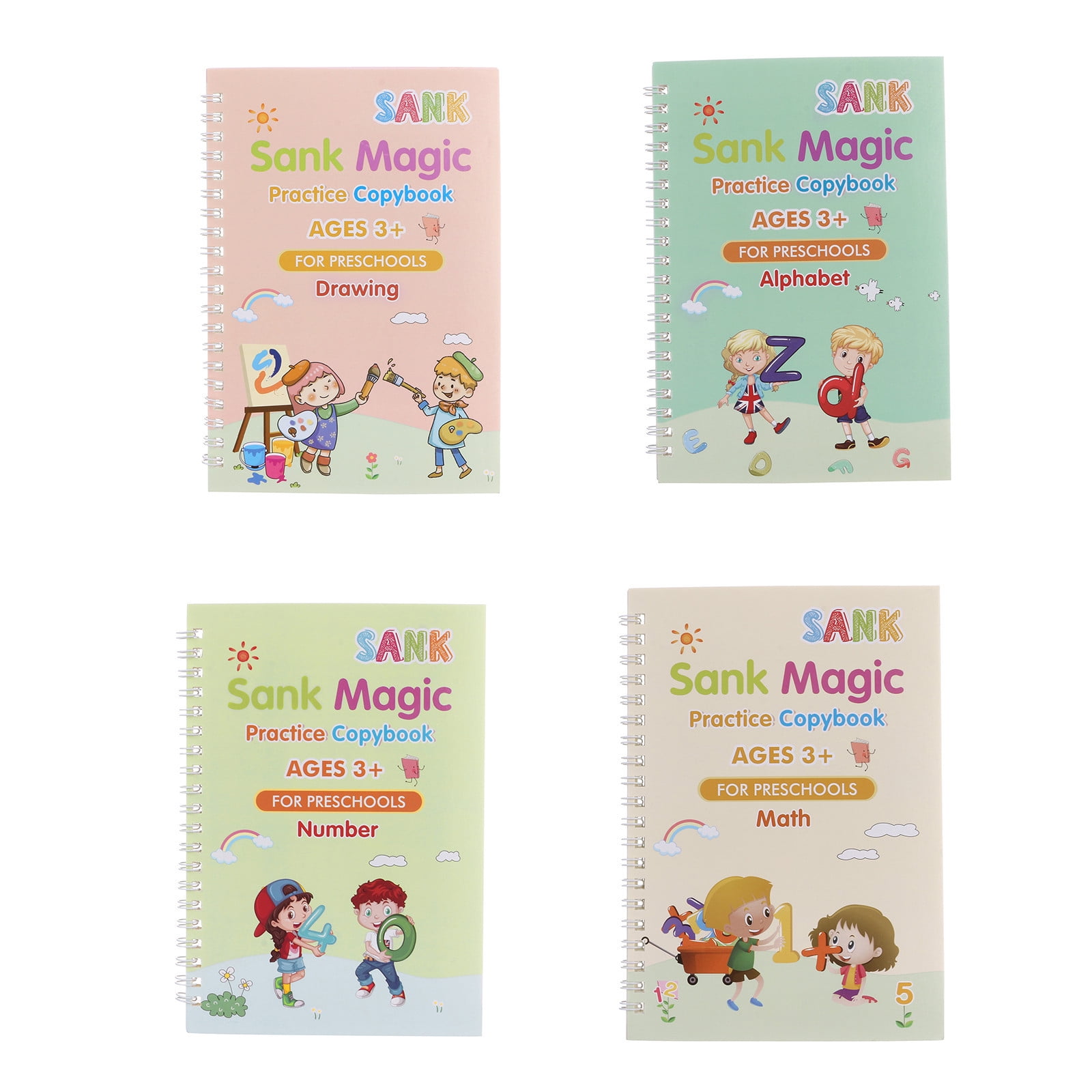 4pcs Sank Magic Handwriting Practice Copybook Preschool Calligraphy Book For Kid 