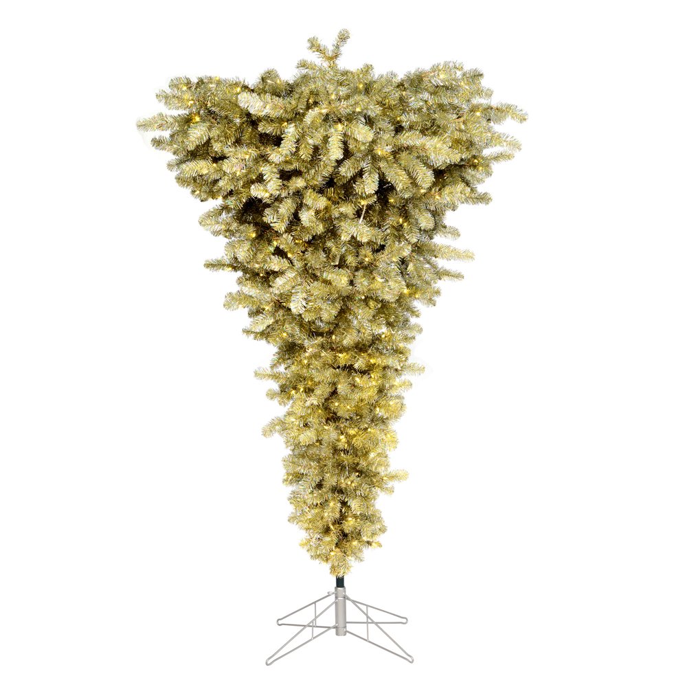 Vickerman 7.5' Champagne Upside Down Artificial Christmas Tree with 500