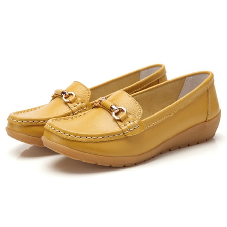 

Women‘s Metal Buckle Decor Loafers Solid Color Comfortable Soft Sole Slip On Shoes Casual Low Top Non Slip Shoes