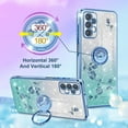 thumbnail image 3 of (3in1 for Samsung Galaxy A32 5G Case for Women Girls Glitter Girly Cute Bling Flowers Blue Phone Cases with Ring Stand Design Sparkle Floral Shiny Pretty Cover for Samsung A32 5G 6.5'', 3 of 12