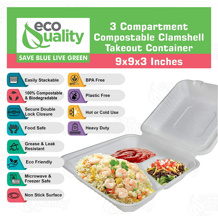 Compostable Food Container, Disposable Food Box 30's - Go-Compost  Disposable Box