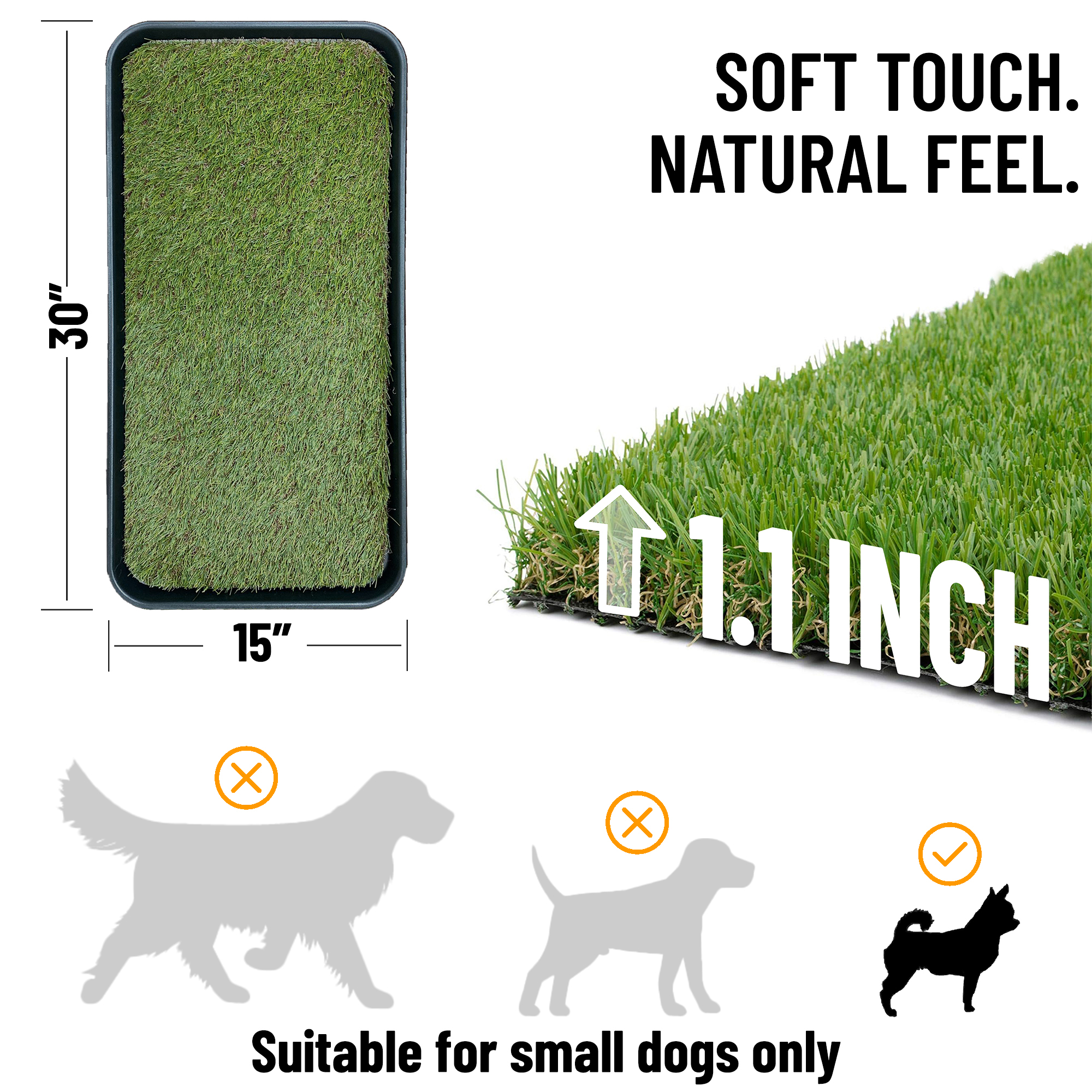Ottomanson Dog Grass Pad With Tray, 15" x 30" photo 5