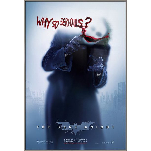 Batman The Dark Knight Framed Movie Poster Teaser Style The Joker Why So Serious Brushed Champagne Aluminum Frame Walmart Com
