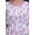 thumbnail image 4 of Bimba Robe Midi à Manches Longues Boutonnée à Imprimé Floral Feuilles Blanches et Roses pour Femmes Vêtements-TP, 4 of 7