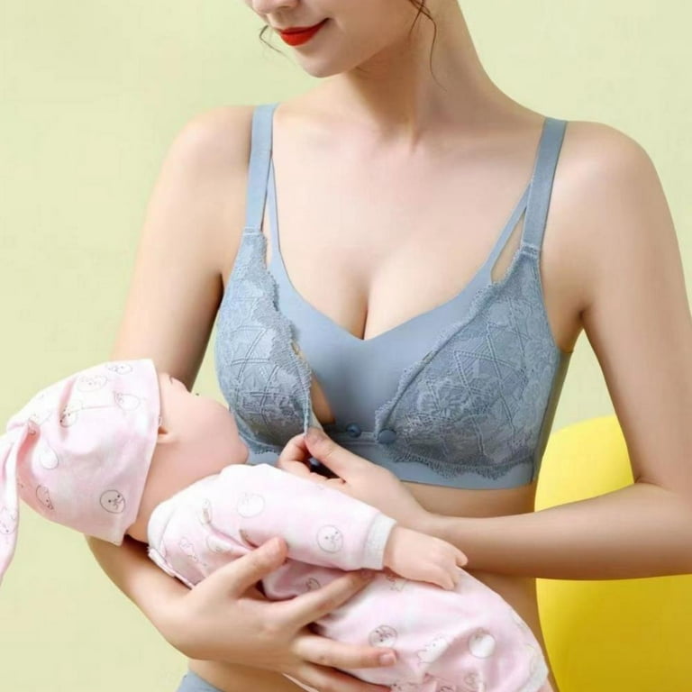3 Pack Women's Lace Nursing Bra Wirefree Padded Breastfeeding Maternity  Bralette Cute 