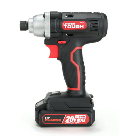 Hyper Tough 20V Max Lithium-ion Cordless Impact Driver, 1/4 inch Quick Release Chuck with 1.5Ah Lithium-ion Battery & Charger, Bit Holder & LED Light