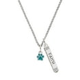 thumbnail image 1 of Delight Jewelry Silvertone Mini Translucent Teal Paw Silvertone Believe Faith Prayer Hope Bar Charm Necklace, 23", 1 of 4