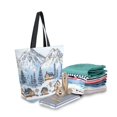 thumbnail image 2 of FORMRS Womens Canvas Tote Bag with Zipper Inner Pocket Shoulder Handbag, Winter Village, 2 of 7