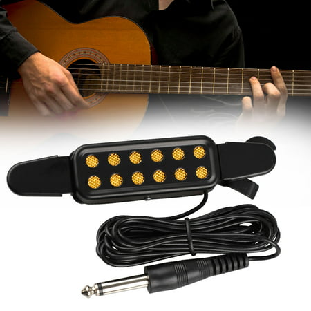 12 SoundHole Guitar Pickup Acoustic Electric Transducer for Acoustic Guitar Magnetic Preamp with Tone and Volume Control,Cable Length 10' -