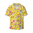 thumbnail image 2 of Lsque Love Heart1 print Men's Cuban Collar Short Sleeve Shirt Summer Beachwear Casual Button Down Fashionable Vacation Leisure Shirt-3X-Large, 2 of 7