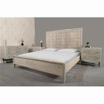 Sarah Eastern King Sized Solid Wood Bed in Brushed Ivory Finish