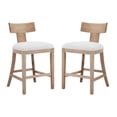 thumbnail image 6 of 27" Counter Height Bar Stools, Set of 2, Upholstered Beige Fabric with Natural Rubber Wood Frame, 6 of 10