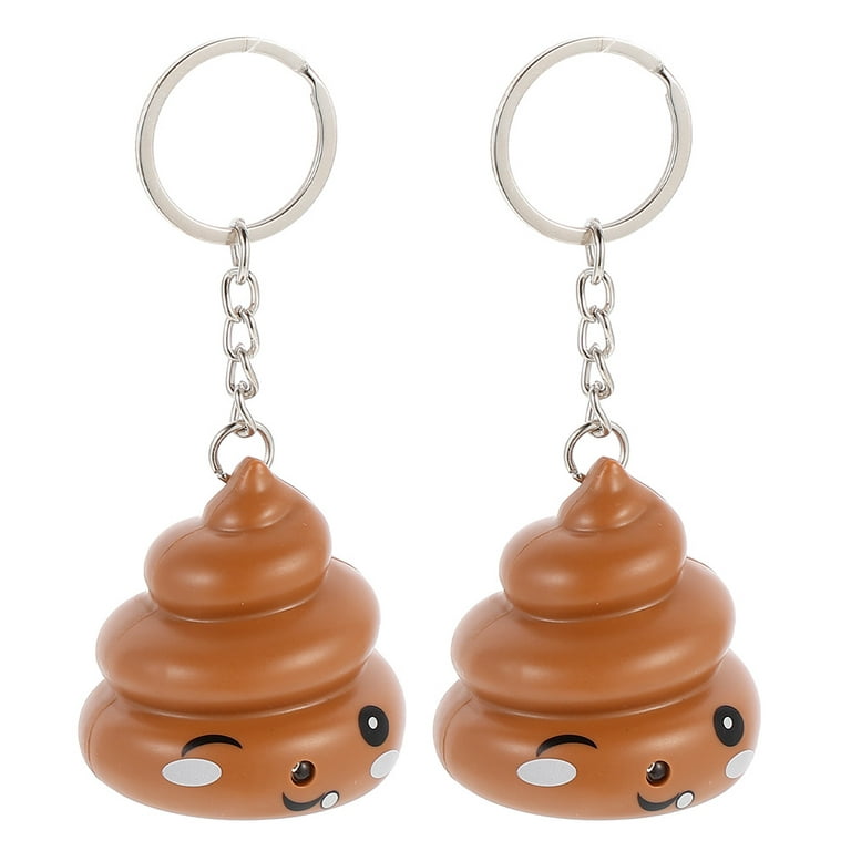 2pcs Poop Shaped Keychain Pendants Luminous Novel Key Ring Handbag Hanging  Decor