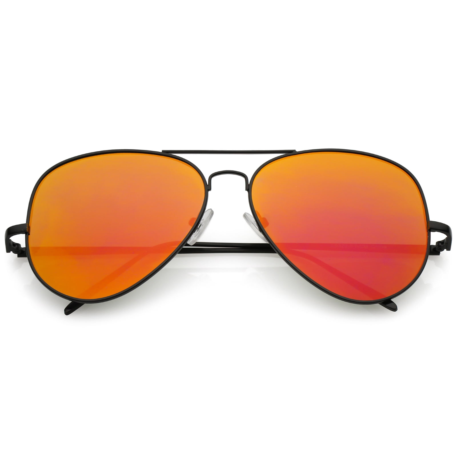 Classic Metal Aviator Sunglasses Double Nose Bridge Color Mirror Flat