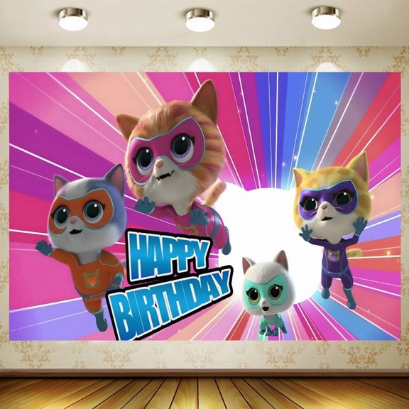 Super Kitties Theme Party Supplies Backdrop Super Kitties Birthday Party Decorations Photo Booth Banner Props