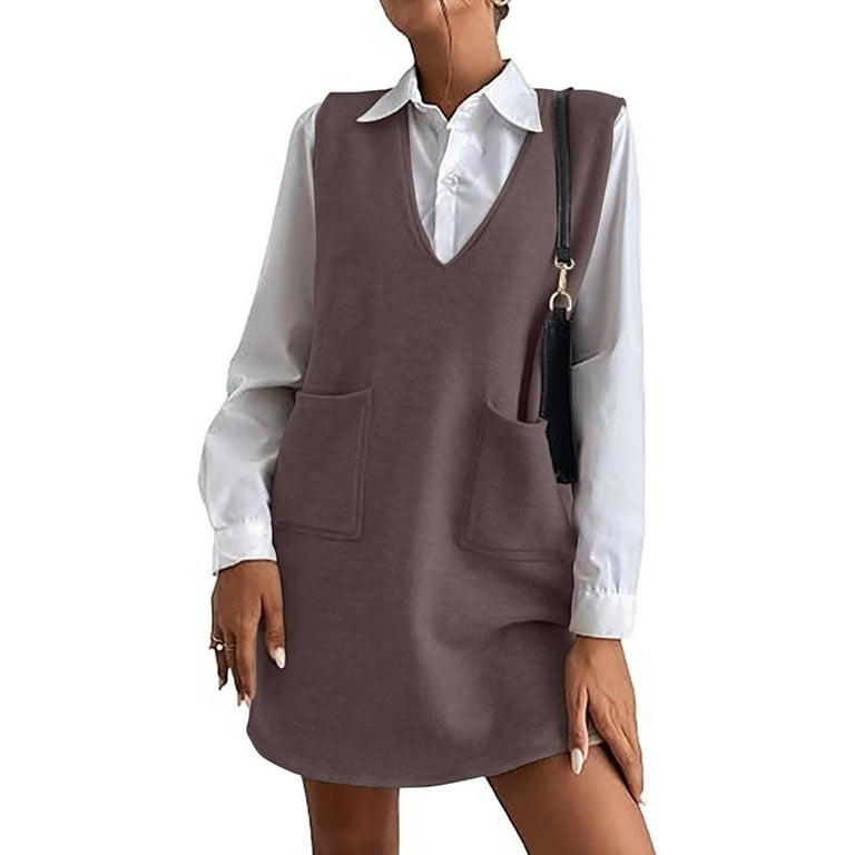 Sleeveless Knitted V Neck Stylish Dress Sleeveless Knitted V Neck Stylish Dress