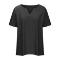 thumbnail image 4 of Raeneomay Oversized T Shirts for Women V Neck Solid Color Court Lock Short-Sleeved Tops, 4 of 6