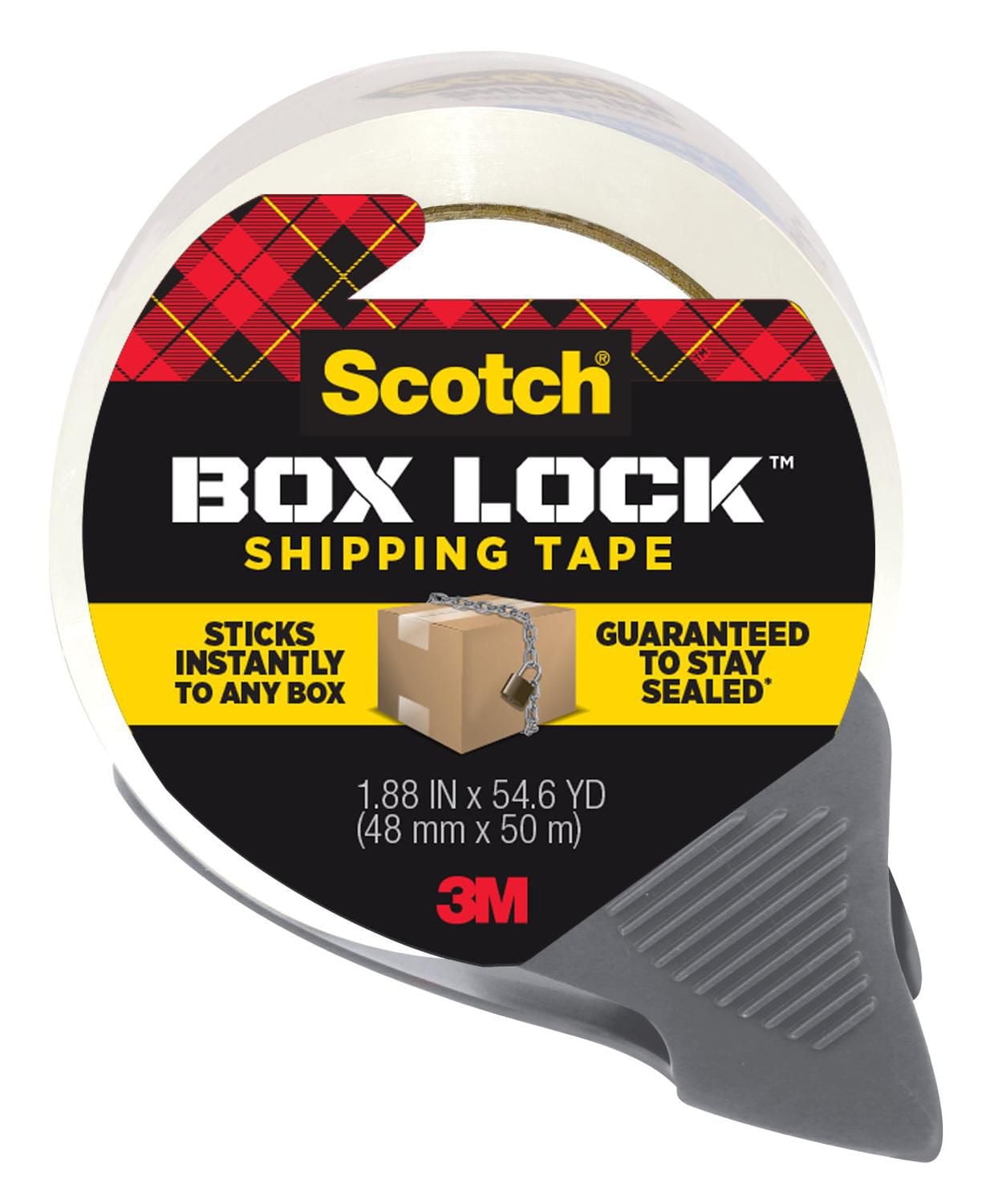 Scotch(R) Box Lock(TM) Packaging Tape 3950-RD-EF-6WC, 1.88 in x 54.6 yd (48 mm x 50 m), 3950-RD-EF-6WC
