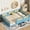 Sky, variant on Twin Size Floor Bed with PE Rattan High Fence, Wood Montessori Bed Frame with Slats for Children Girls Boys, Mist Blue