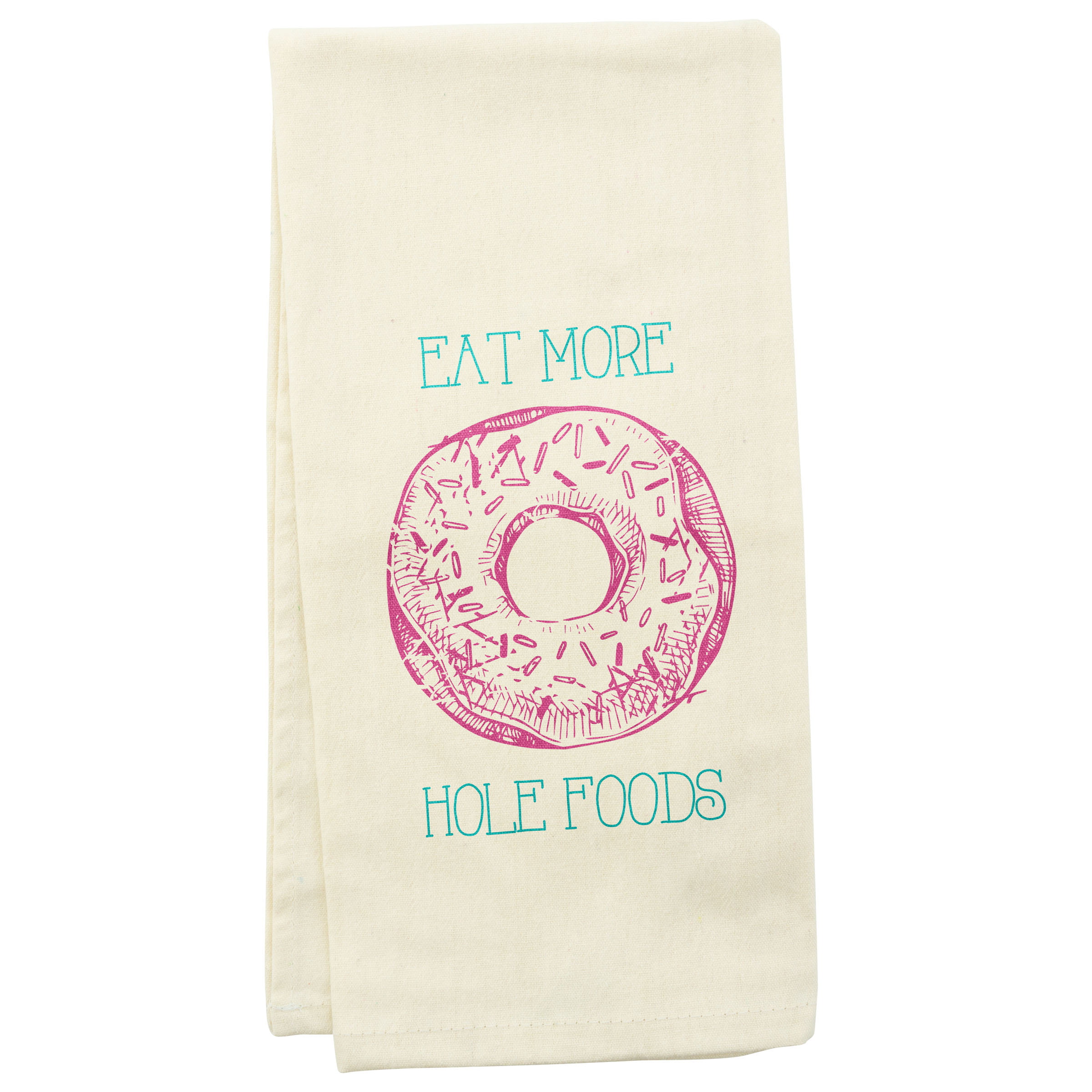 100% Cotton White 30"x30" Dish Towel Funny Eat More Cakes