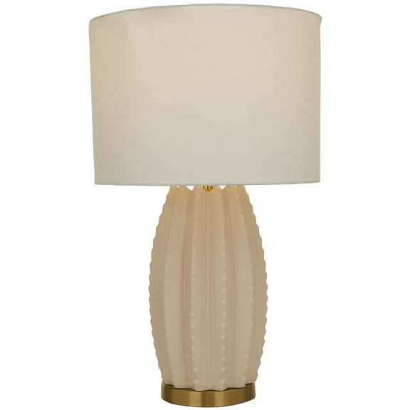 CosmoLiving by Cosmopolitan 24" Gourd Style Base Cream Table Lamp with Cream Linen Shade