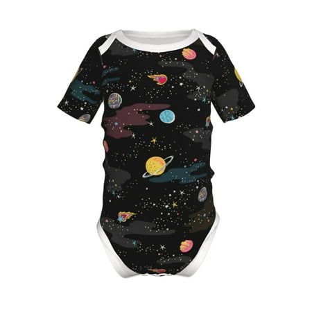 

Lukts Galaxy Print Baby Short Sleeve Romper Onesie for Newborn Baby Boys and Girls-6 Months
